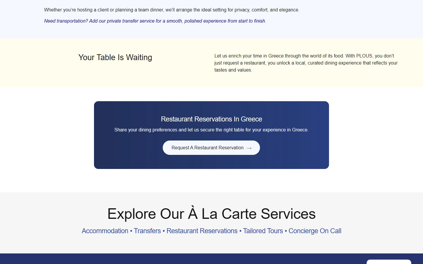 Εσωτερική σελίδα 3 σε desktop — PLOUS Concierge