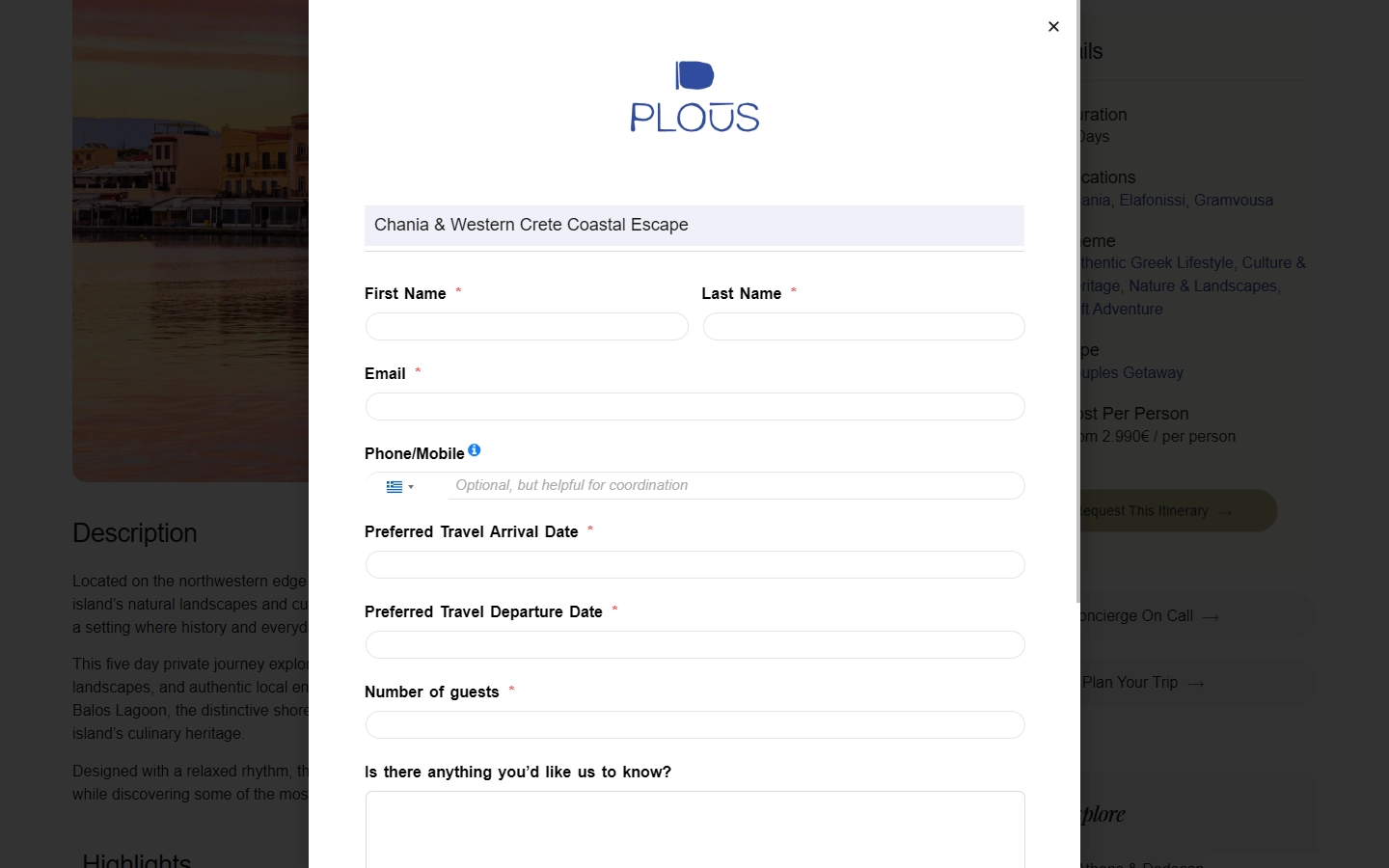 Εσωτερική σελίδα 5 σε desktop — PLOUS Concierge
